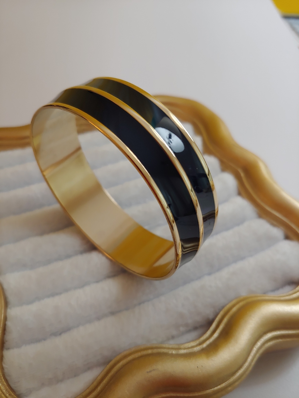 Gold-Tone Navy Enamel Bangle Bracelet